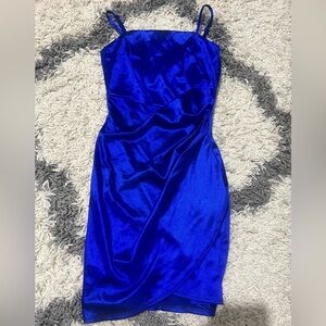 Satin Mini Dress in Royal Blue- Junior Size XS